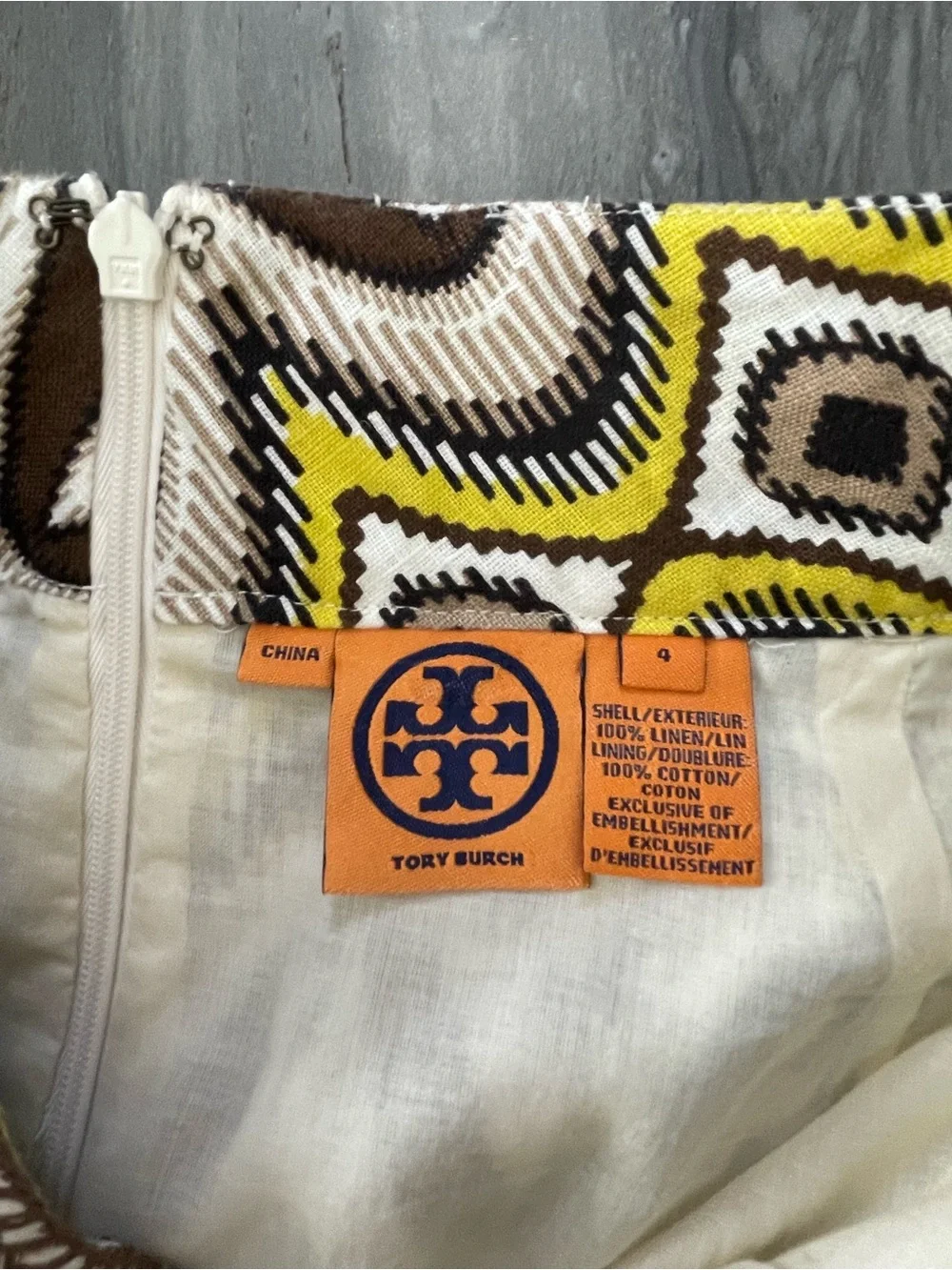 TORY BURCH Brown and Yellow Ikat Skirt